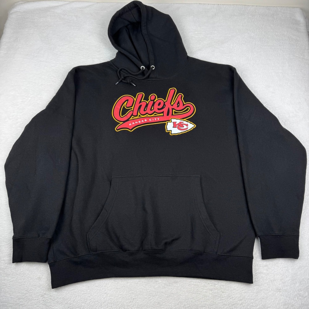 Kansas City Chiefs Hoodie Mens XL Black Graphic Pullover KC NFL Football